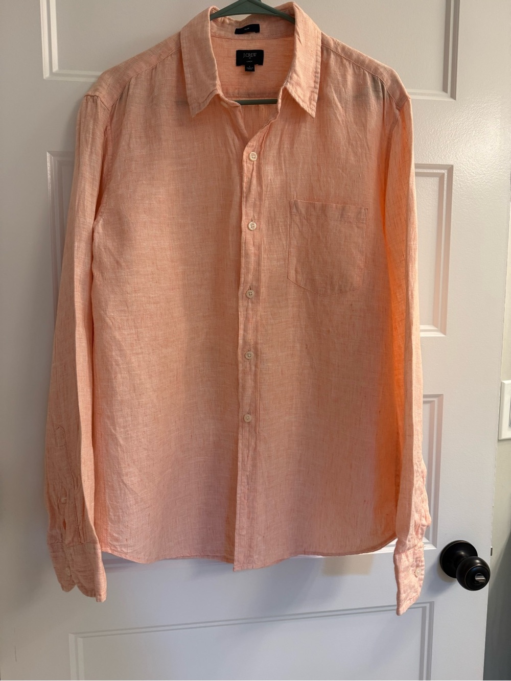 J. Crew Peach Linen-Blend Long-Sleeve Button-Down Shirt